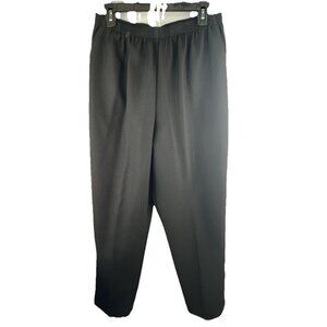 Alfred Dunner Size 16 Pull On Pants Black Pockets Straight Leg Elastic Waist
